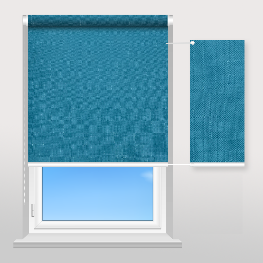 Рулонная шторы Sunset Лен темно бирюзовый